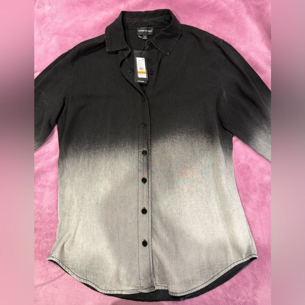Kenneth Cole Black and Gray Gradient Shirt